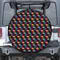 Colorful Flamingo Pattern Print Leather Spare Tire Cover