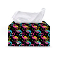 Colorful Flamingo Pattern Print Leather Tissue Box Cover