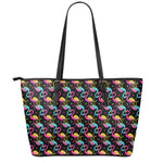 Colorful Flamingo Pattern Print Leather Tote Bag