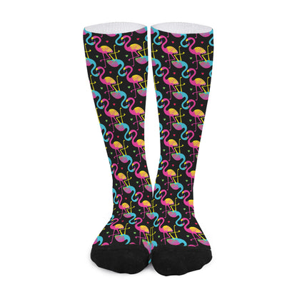Colorful Flamingo Pattern Print Long Socks