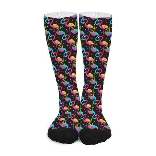 Colorful Flamingo Pattern Print Long Socks