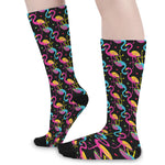 Colorful Flamingo Pattern Print Long Socks