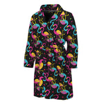 Colorful Flamingo Pattern Print Men's Bathrobe