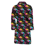 Colorful Flamingo Pattern Print Men's Bathrobe