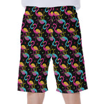 Colorful Flamingo Pattern Print Men's Beach Shorts