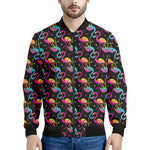 Colorful Flamingo Pattern Print Men's Bomber Jacket