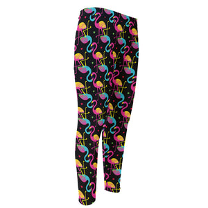 Colorful Flamingo Pattern Print Men's Compression Pants