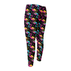 Colorful Flamingo Pattern Print Men's Compression Pants