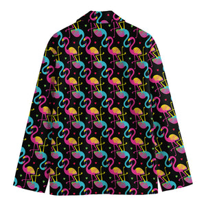 Colorful Flamingo Pattern Print Men's Cotton Blazer