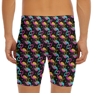 Colorful Flamingo Pattern Print Men's Long Boxer Briefs