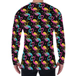 Colorful Flamingo Pattern Print Men's Long Sleeve T-Shirt