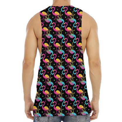 Colorful Flamingo Pattern Print Men's Muscle Tank Top