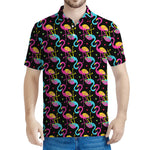Colorful Flamingo Pattern Print Men's Polo Shirt