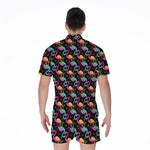 Colorful Flamingo Pattern Print Men's Rompers