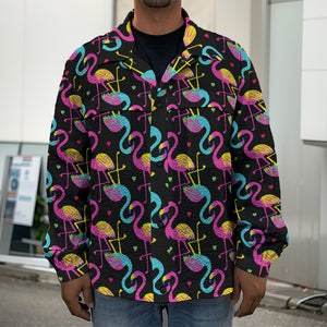 Colorful Flamingo Pattern Print Men's Shirt Jacket