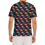 Colorful Flamingo Pattern Print Men's Short Sleeve Rash Guard