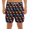 Colorful Flamingo Pattern Print Men's Split Running Shorts