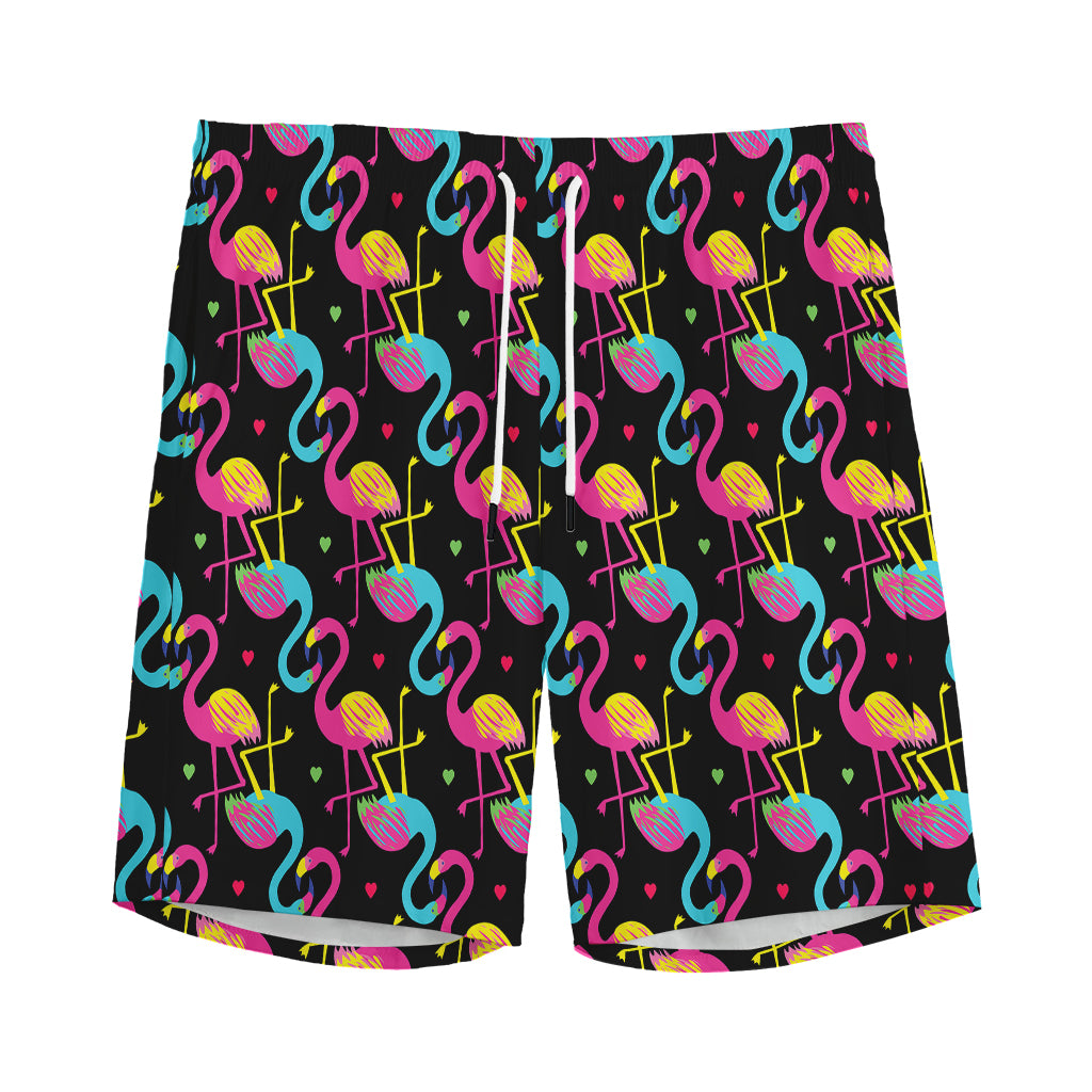 Colorful Flamingo Pattern Print Men's Sports Shorts