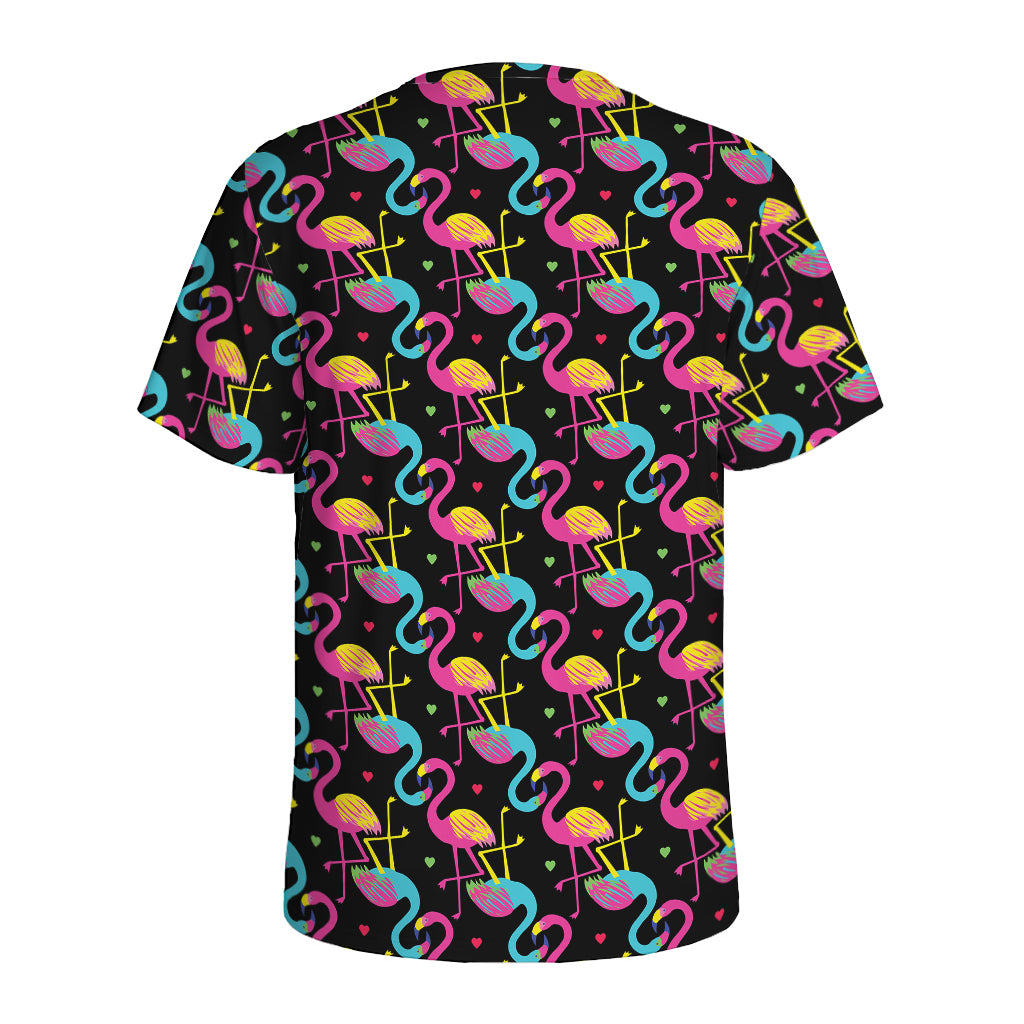 Colorful Flamingo Pattern Print Men's Sports T-Shirt