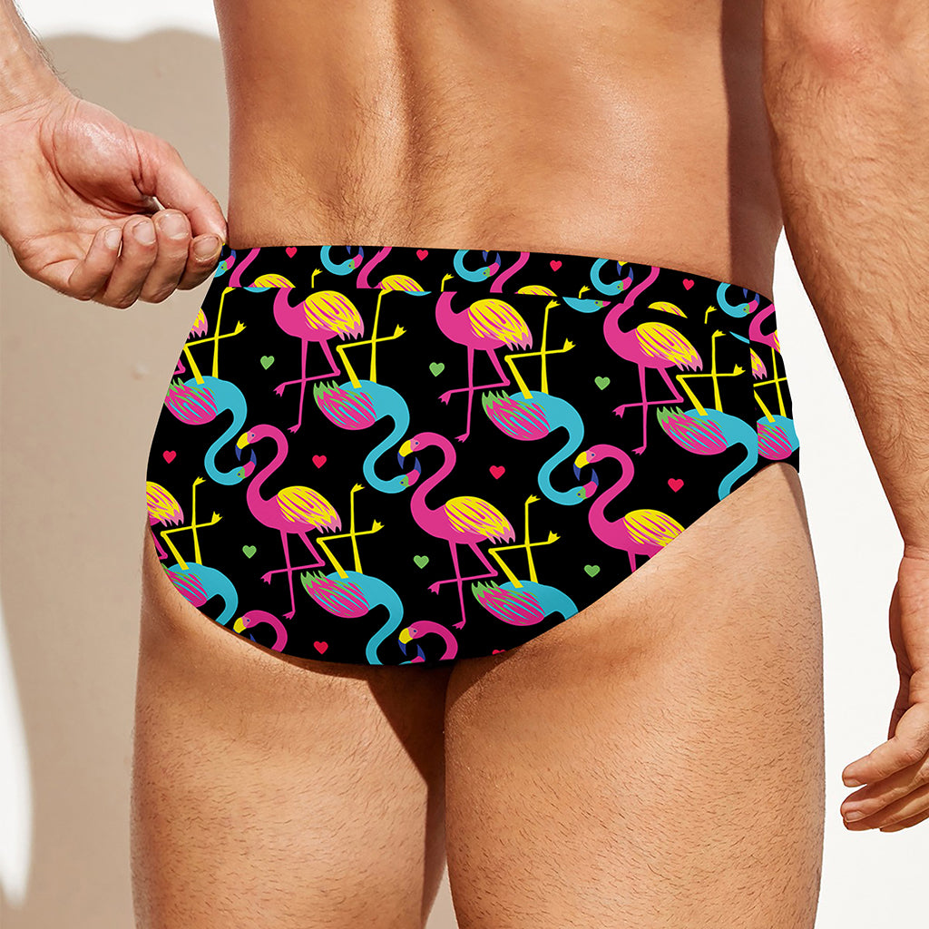 Colorful Flamingo Pattern Print Men's Swim Briefs