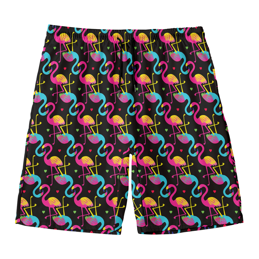 Colorful Flamingo Pattern Print Men's Swim Trunks