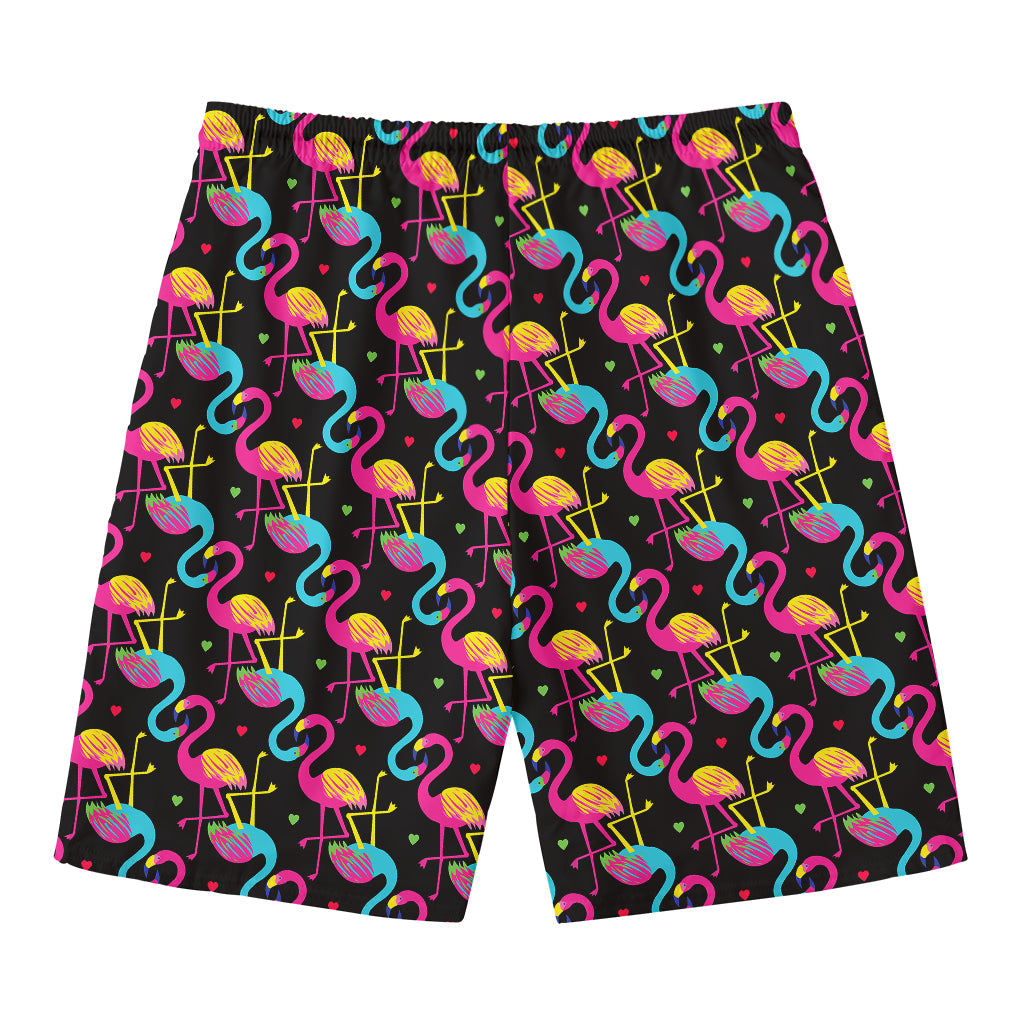 Colorful Flamingo Pattern Print Men's Swim Trunks