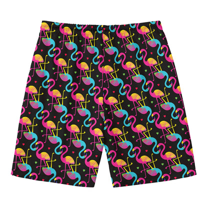 Colorful Flamingo Pattern Print Men's Swim Trunks
