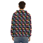 Colorful Flamingo Pattern Print Men's Velvet Pullover Hoodie