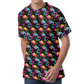 Colorful Flamingo Pattern Print Men's Velvet T-Shirt
