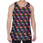Colorful Flamingo Pattern Print Men's Velvet Tank Top
