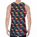 Colorful Flamingo Pattern Print Men's Velvet Tank Top