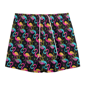 Colorful Flamingo Pattern Print Mesh Shorts