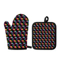 Colorful Flamingo Pattern Print Oven Mitt And Pot Holder Set