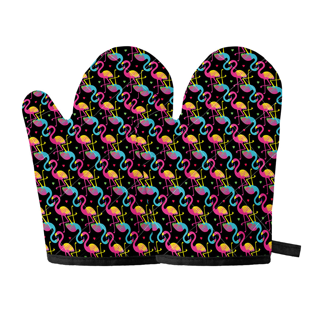 Colorful Flamingo Pattern Print Oven Mitts