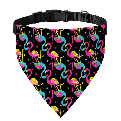 Colorful Flamingo Pattern Print Over The Collar Dog Bandana