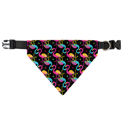 Colorful Flamingo Pattern Print Over The Collar Dog Bandana