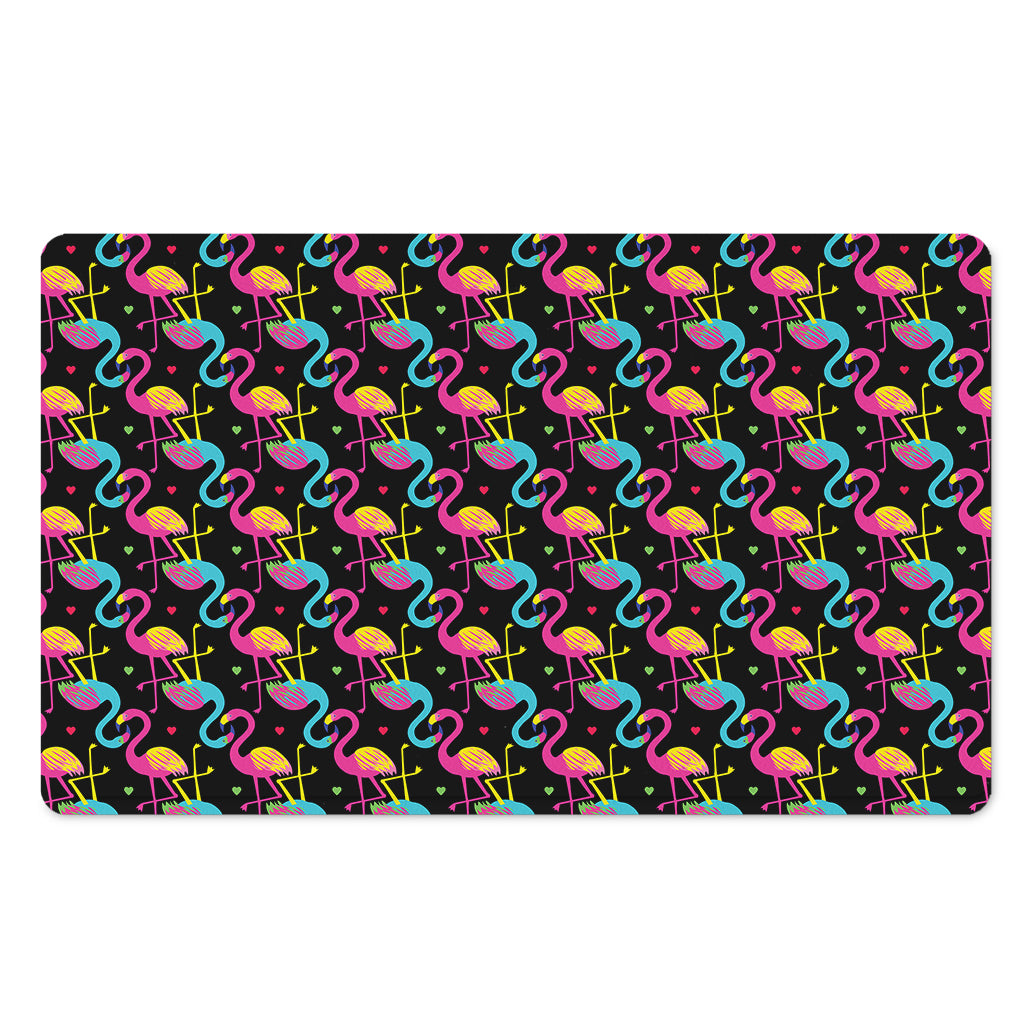 Colorful Flamingo Pattern Print Polyester Doormat