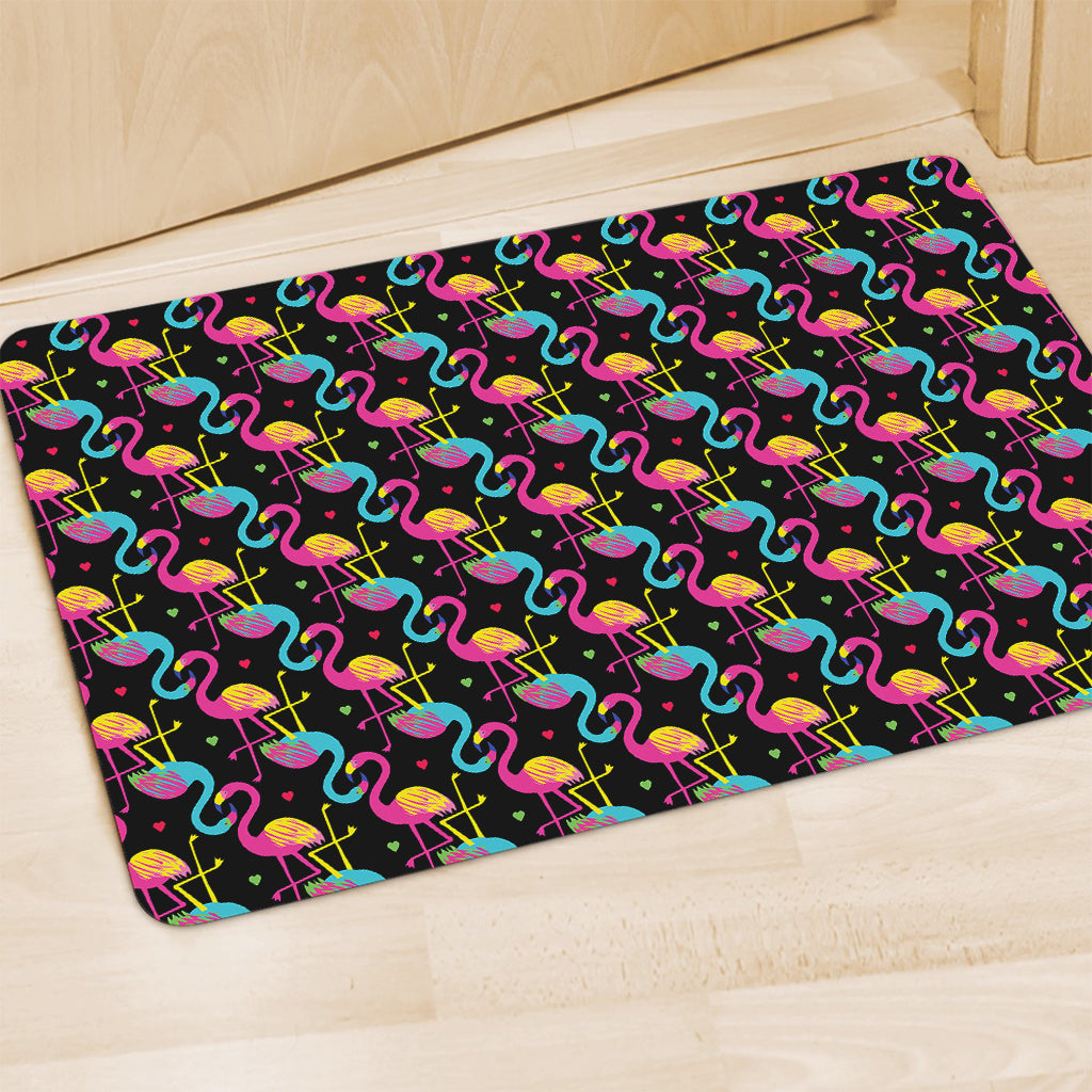 Colorful Flamingo Pattern Print Polyester Doormat