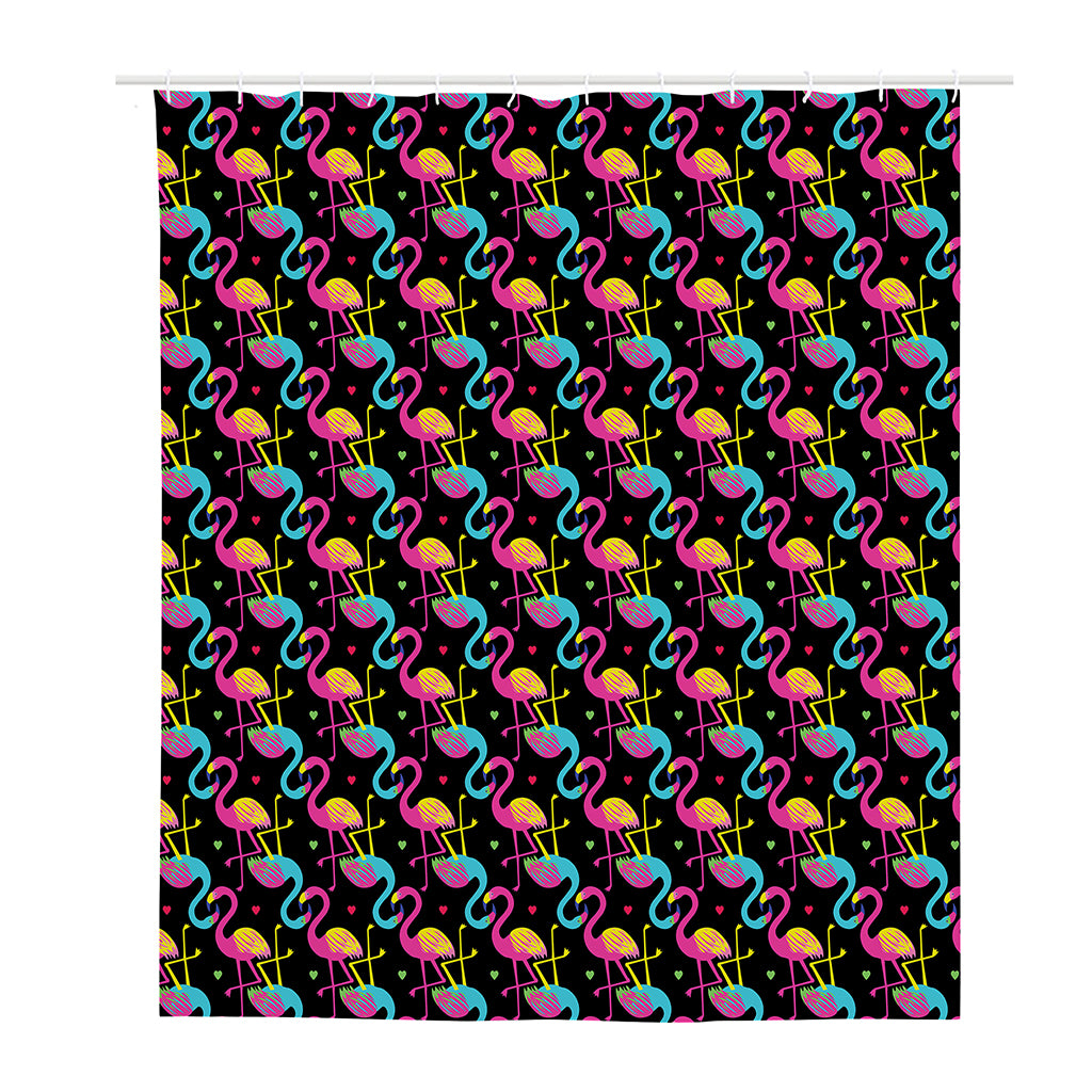 Colorful Flamingo Pattern Print Polyester Shower Curtain