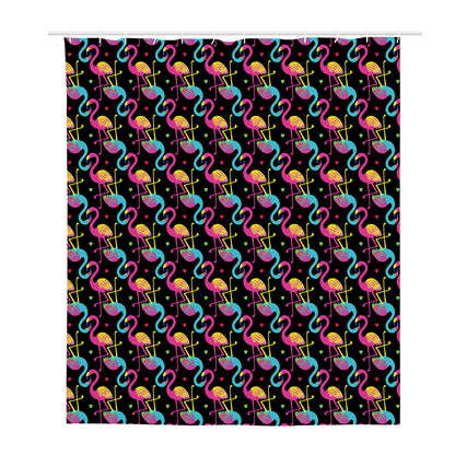 Colorful Flamingo Pattern Print Polyester Shower Curtain