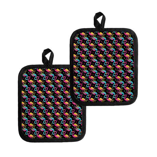 Colorful Flamingo Pattern Print Pot Holders
