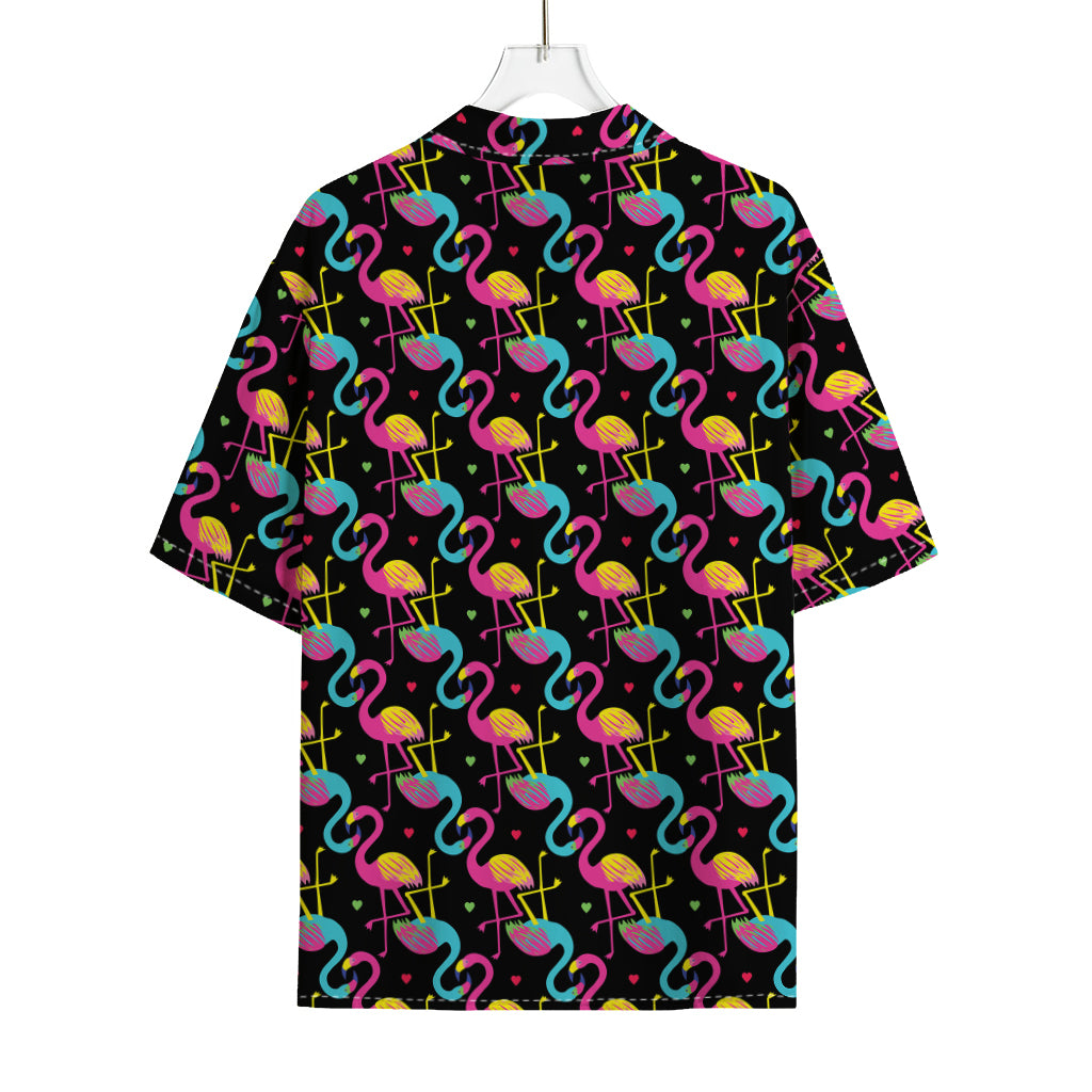 Colorful Flamingo Pattern Print Rayon Hawaiian Shirt