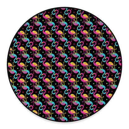 Colorful Flamingo Pattern Print Round Floor Mat
