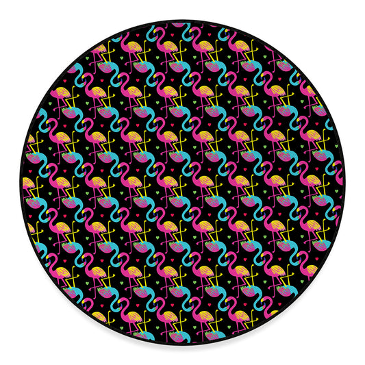 Colorful Flamingo Pattern Print Round Floor Mat