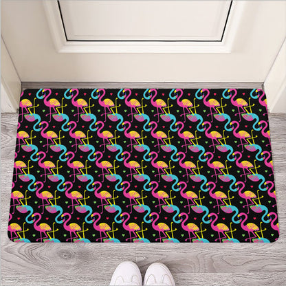 Colorful Flamingo Pattern Print Rubber Doormat