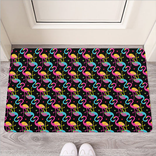 Colorful Flamingo Pattern Print Rubber Doormat