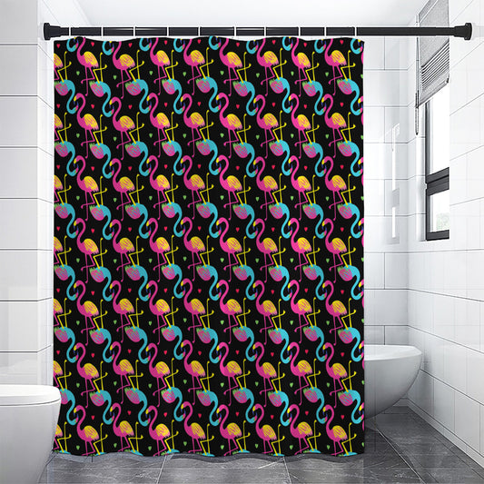 Colorful Flamingo Pattern Print Shower Curtain