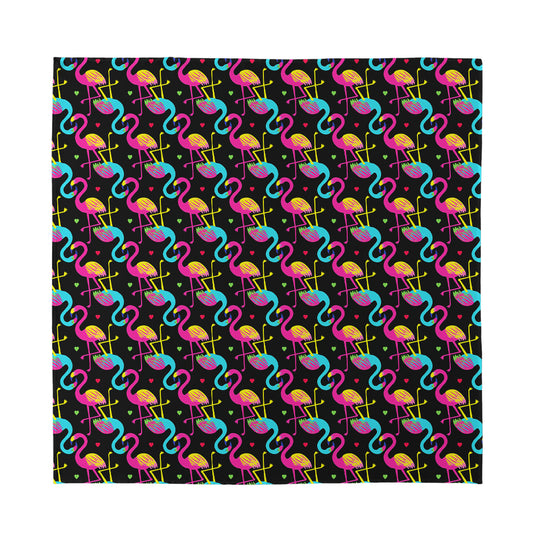 Colorful Flamingo Pattern Print Silk Bandana