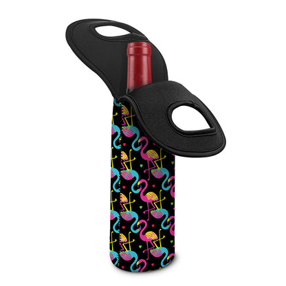 Colorful Flamingo Pattern Print Single Neoprene Wine Tote