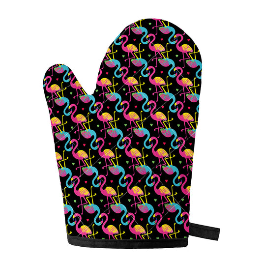 Colorful Flamingo Pattern Print Single Oven Mitt